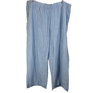 Abercrombie & Fitch Linen Blend Wide Leg Crop Pants Womens XXL Stripe Pull On